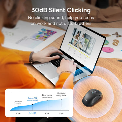 Baseus F02 Ergonomic Wireless Mouse with Bluetooth 5.2, 2.4G, 4000 DPI & 7 Silent Buttons