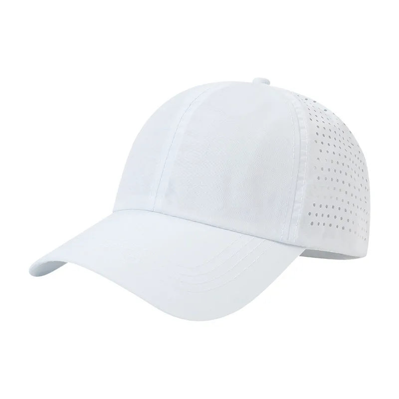 1 unidad de gorras de béisbol con lengüeta de secado rápido para mujer, protección de verano, malla transpirable, gorra transpirable, elegante y ajustable, ideal para llevar la coleta.