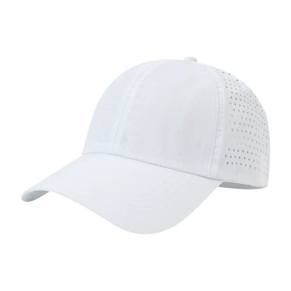 1 unidad de gorras de béisbol con lengüeta de secado rápido para mujer, protección de verano, malla transpirable, gorra transpirable, elegante y ajustable, ideal para llevar la coleta.