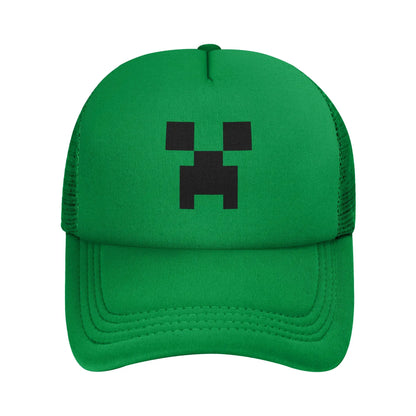 Adult Creepers Big Face Videogame  Trucker Cap Mesh Baseball Cap Polyester Hat Sun Hat Adjustable Racing Cap Summer