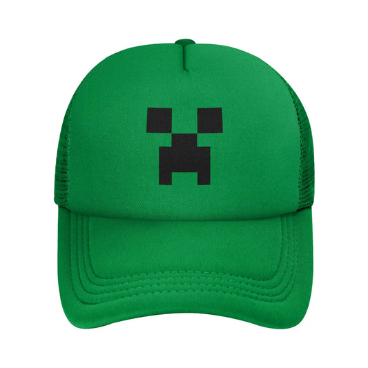 Adult Creepers Big Face Videogame  Trucker Cap Mesh Baseball Cap Polyester Hat Sun Hat Adjustable Racing Cap Summer