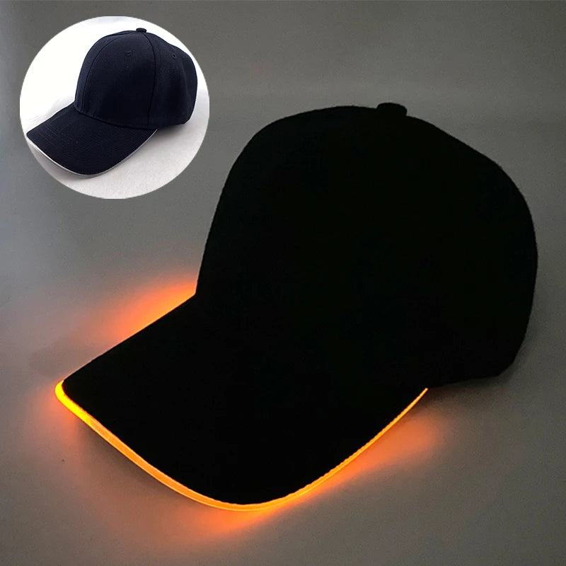 Cappello per adulti con LED e fibra ottica, cappellino alla moda, cappello di tendenza per discoteca, concerti, balli in maschera, eventi all’aperto e divertimento, cappello rap estivo