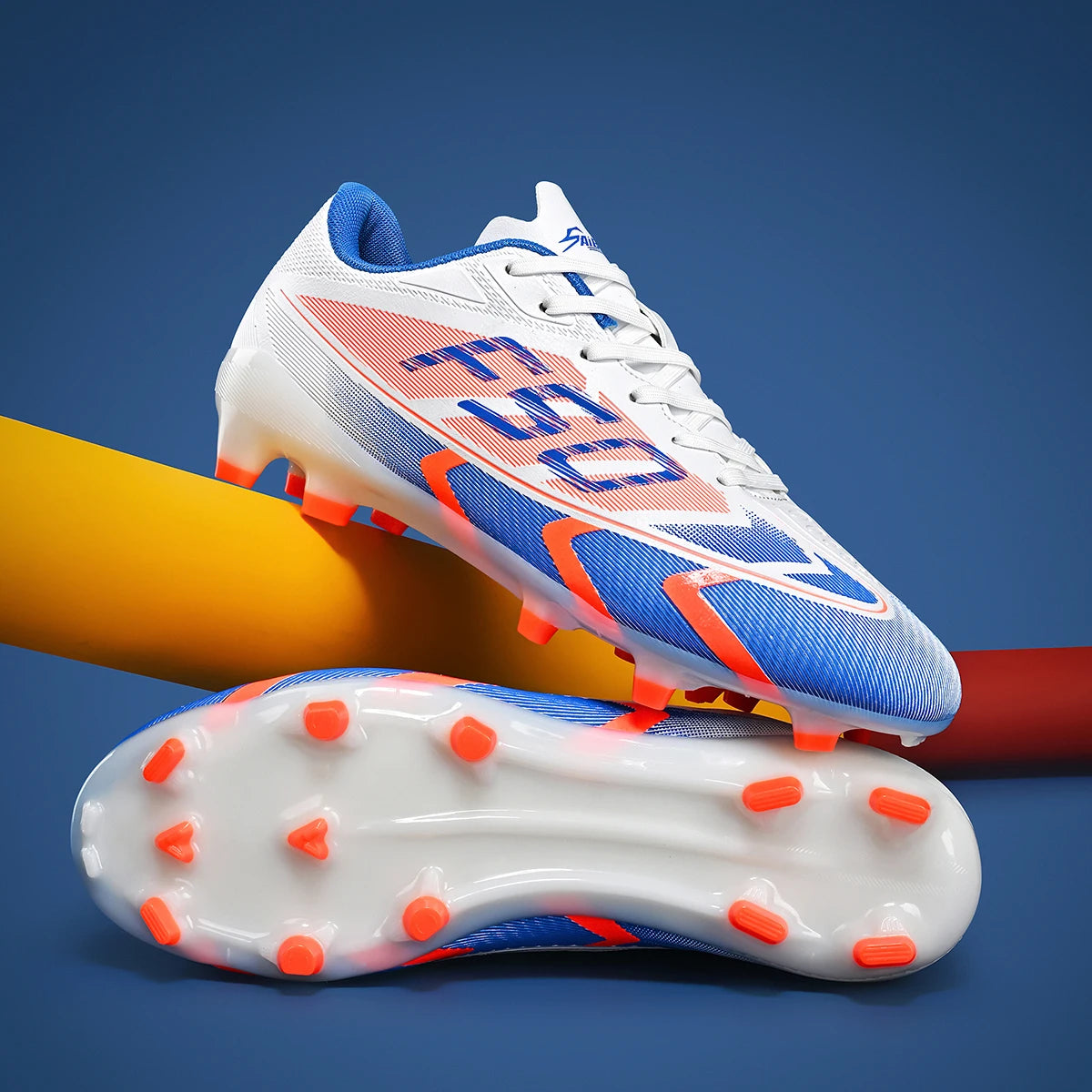 Lightweight AG /FG Soccer cleats PU Fabric Sweat Absorbent Upper TPU Non-slip Sole Durable Boys Girls Football Training