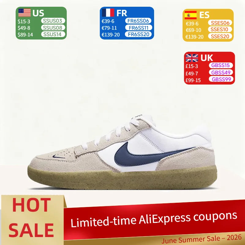 Nike SB Force 58 – wyściełane, oddychające, wytrzymałe, wysokiej jakości niskie buty skateboardowe unisex, szaro-biało-niebieskie, CZ2959-100
