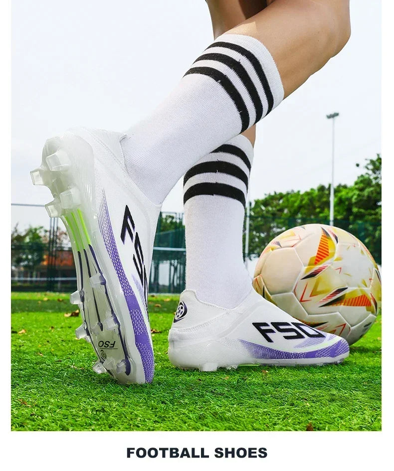 Chaussures de football pour hommes – Chaussures de football antidérapantes pour garçons – Chaussures de football d'extérieur très vendues – Chaussures de football pour gazon – Baskets de match – Crampons de haute qualité – Hautes – Légères