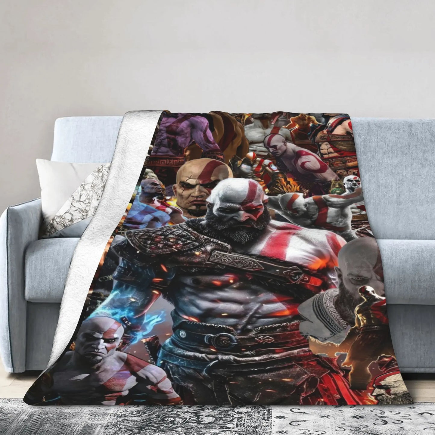 God of War Game Gamers Kratos Blanket  Decorative Flannel Bedding Throws For Couch Chair Sofa Bed Soft Bedspread Gift Idea