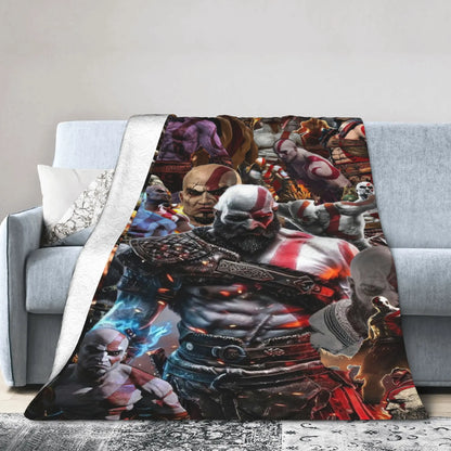 God of War Game Gamers Kratos Blanket  Decorative Flannel Bedding Throws For Couch Chair Sofa Bed Soft Bedspread Gift Idea
