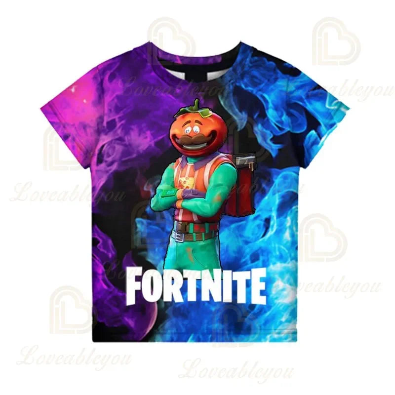 T-shirt infantil 3D Fortnite Victory Game – roupa de bebé Harajuku, top fofo de herói Battle Royale para meninos e meninas