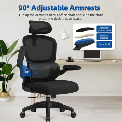 Daccormax Ergonomic Office Chair with Lumbar Support, Adjustable Headrest & Armrests, Computer Desk Chair with 150kg Capacity