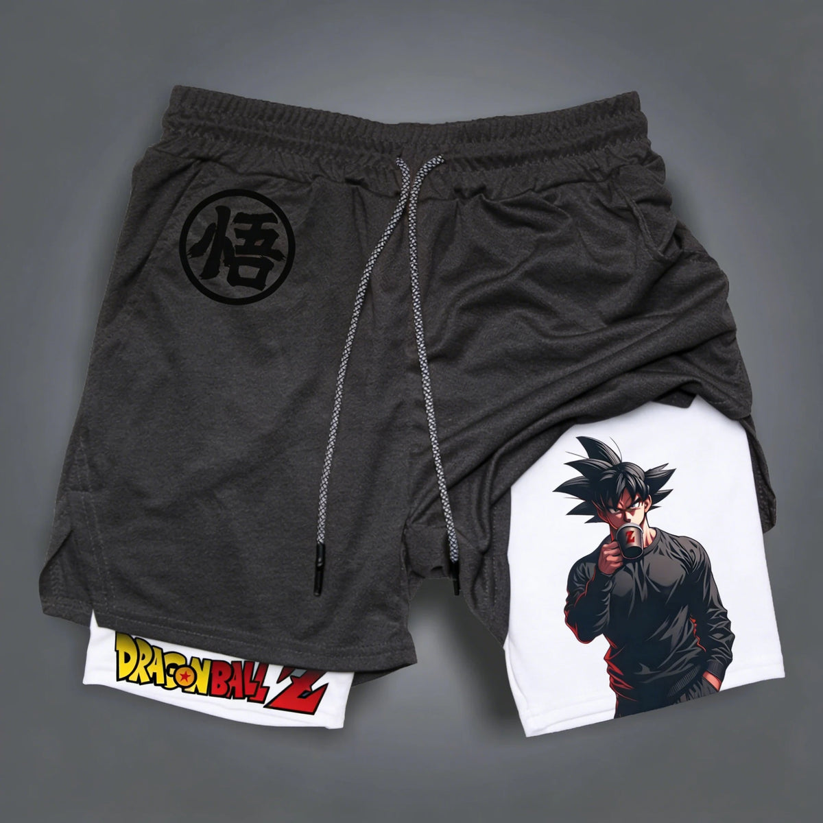 Dragon Ball Summer Son Goku Herre-træningsshorts i to lag, løs pasform, til løb og træning, afslappede bukser