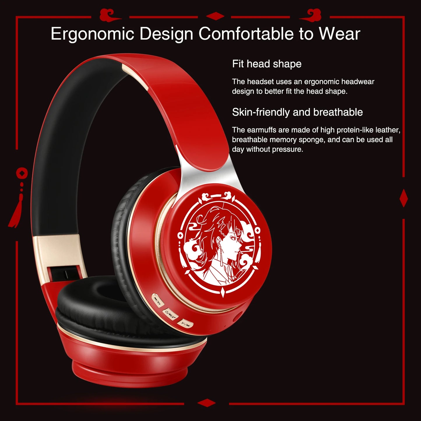 Bluetooth 5.3 Wireless Headphones with Microphone, Stereo Foldable Headset, MP3 FM Radio, Kids Gaming Earphones, Student Gift Headphones