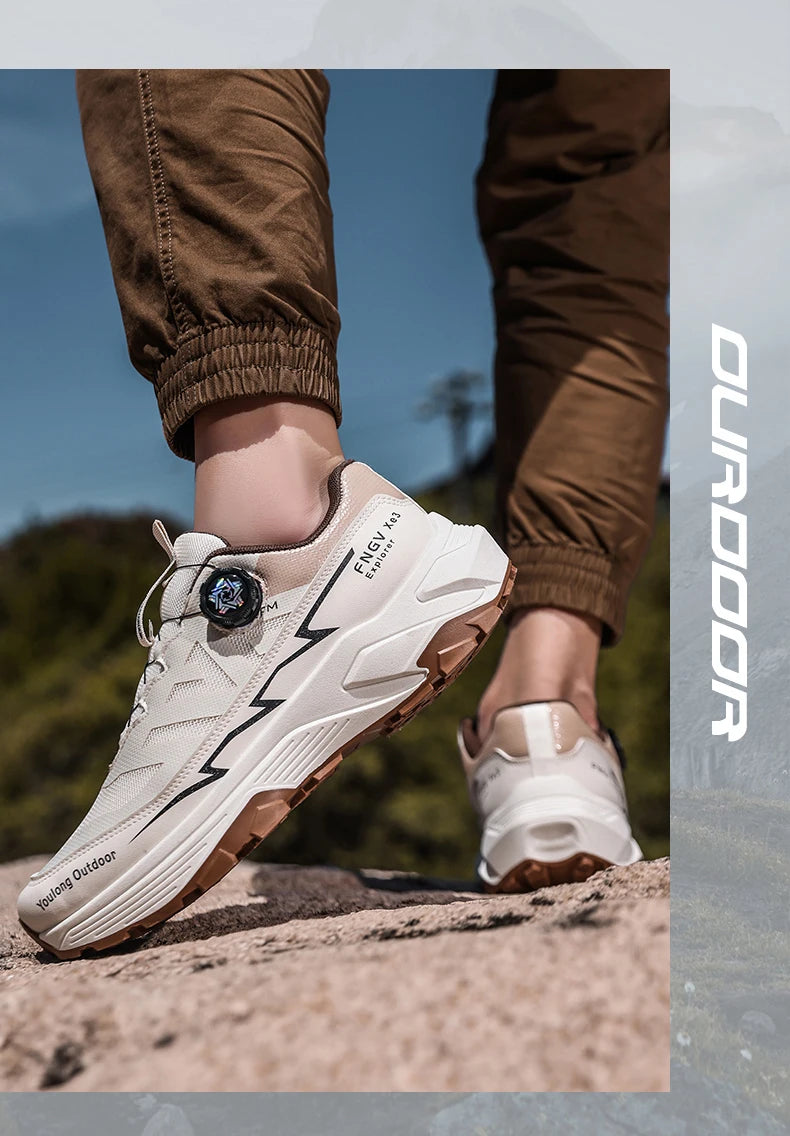 Men's Sneakers Casual Outdoor Anti-Slip Shock-Absorbing Versatile Off-Road Hiking Shoes, Comfortable Soft Sole Running Shoes for Men