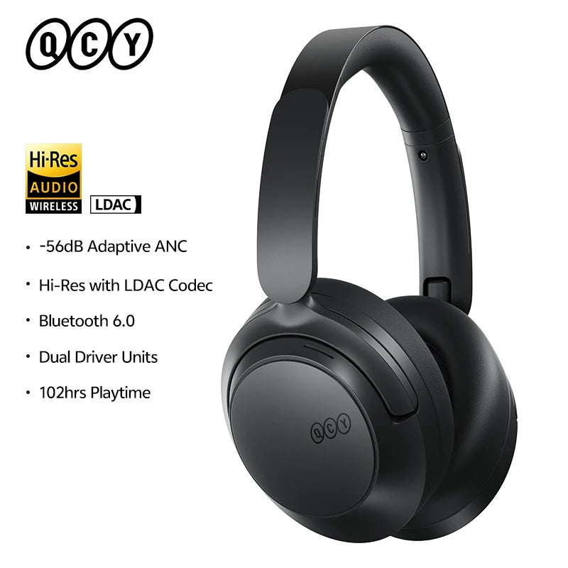 QCY H3S ANC Over-Ear Headphones Bluetooth 6.0 – Hi-Res LDAC Spatial Audio, -56dB Adaptive Noise Cancelling Wireless Headset