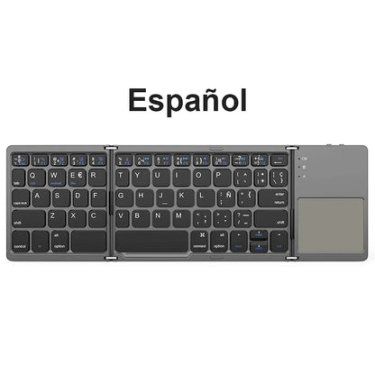 Russian/Spanish/English B033 Mini Foldable keyboard, Wireless Bluetooth Keyboard Recharger with Touchpad for Windows Android IOS