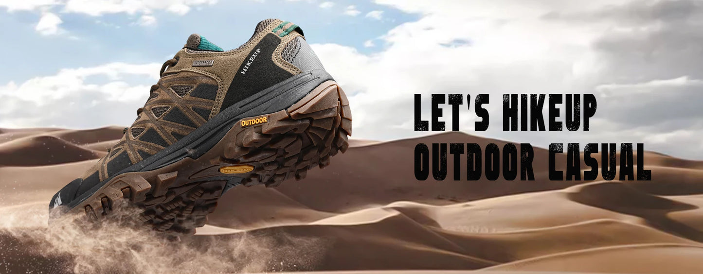 HIKEUP Fashion Outdoor Shoes Hiking Men's Sports Casual Mountain Trekking Boots Camping Sneakers for Men Non-slip Wear-resistant