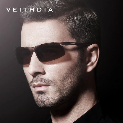 VEITHDIA Men's Sunglasse Outdoor Polarized UV400 Lens Rectangle Rimless Driving Fishing Sun Glasses Sports Eyewear For Male 6535