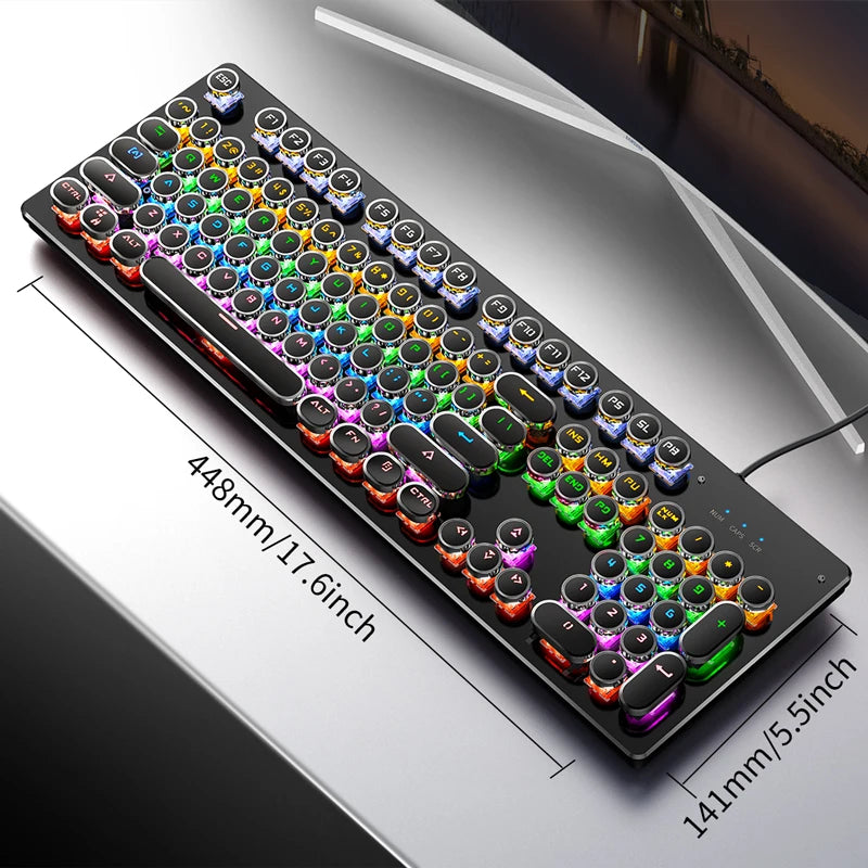 Punk Style 104-Key RGB Backlit Wired Mechanical Keyboard – Hot-Swappable Switches, for PC, Mac & Laptop Gamers