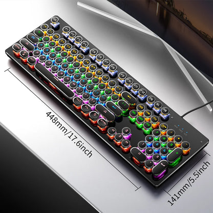 Punk Style 104-Key RGB Backlit Wired Mechanical Keyboard – Hot-Swappable Switches, for PC, Mac & Laptop Gamers