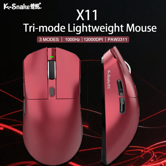 K-Snake X11 Bluetooth Wireless Gaming Mouse, Tri-Mode RGB Rechargeable Mouse with PAW3311 Sensor, 12000 DPI Magnetic Charging Gaming Mouse for PC, Laptop & Office
