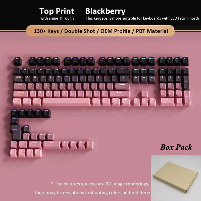 133+ Tasten OEM-Profil Gradient-Keycaps für mechanische Gaming-Tastatur mit Cherry MX Switch, PBT, hintergrundbeleuchtet, RGB-Keycap, ISO-Layout Keycaps