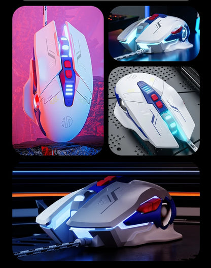Inphic W9P Wired Gaming Mouse 12800 DPI RGB USB Mouse with Macro Programming, Mecha Style Ergonomic Wired Gaming Mouse for PC, Office & E-Sports