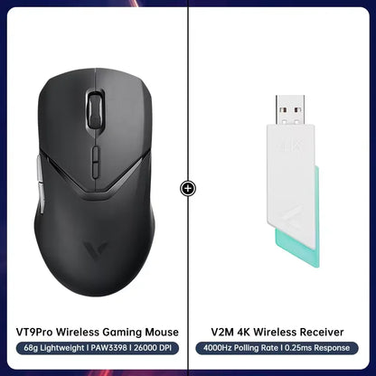 Rapoo VT9PRO Wireless Gaming Mouse PAW3398 26000 DPI Lightweight Programmable Ergonomic Gaming Mouse with Type-C Rechargeable Dual Mode