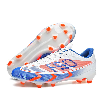 Lightweight AG /FG Soccer cleats PU Fabric Sweat Absorbent Upper TPU Non-slip Sole Durable Boys Girls Football Training