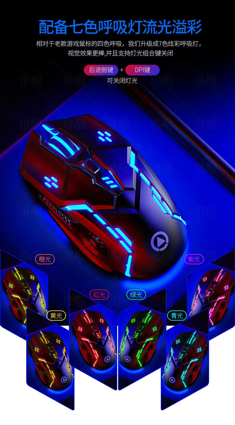 Laser Gaming Mouse for PC Gamer with LED Backlit, Ergonomic Wired USB Mouse, 3200 DPI Computer Gaming Mouse for Laptop & Desktop