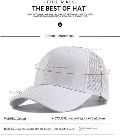 Oversize Trucker-kasket med store masker til mænd med stort hoved – XXL-baseballkasket – åndbar „Dad Hat“ – 58–60 cm, 60–65 cm