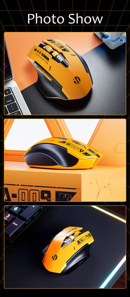 Inphic A9 Bluetooth Wireless Mouse Rechargeable Silent Gaming Mouse, 3-Mode Bluetooth 5.0 & 2.4G Wireless Mouse, Adjustable 2400 DPI RGB Mouse for Laptop, Tablet & PC