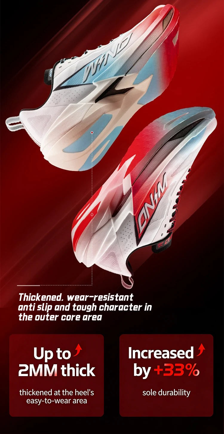 QIAODAN WIND 4PRO Chaussures de marathon à semelle en carbone pour homme - Baskets de course professionnelles - Chaussures de sport de course à pied respirantes QDB023262291