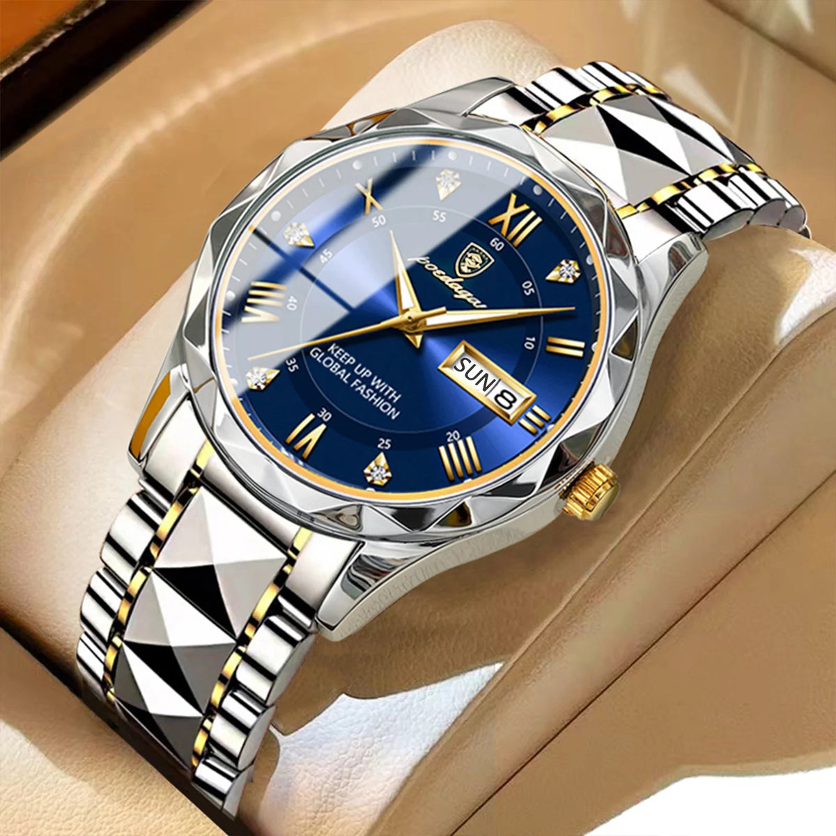 Pánské hodinky POEDAGAR Business Luxury, vodotěsné, z nerezové oceli, s luminiscenčními ručičkami, s datem a dnem v týdnu, sportovní styl, quartzové.