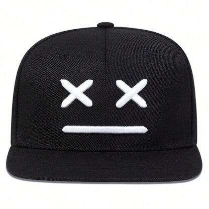 Cappellini unisex XX con ricamo a faccina sorridente, stile hip-hop, primavera-autunno, casual, regolabili, con chiusura a scatto, cappellini da baseball, cappellini parasole, cappellini sportivi