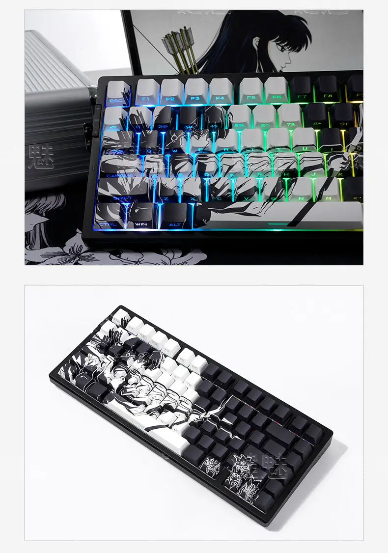Anime Platycodon Cherry Key Cap Set PBT 130 Key Side Engraved Light Transmission for 60/84/98/108 Mechanical Keyboard ISO