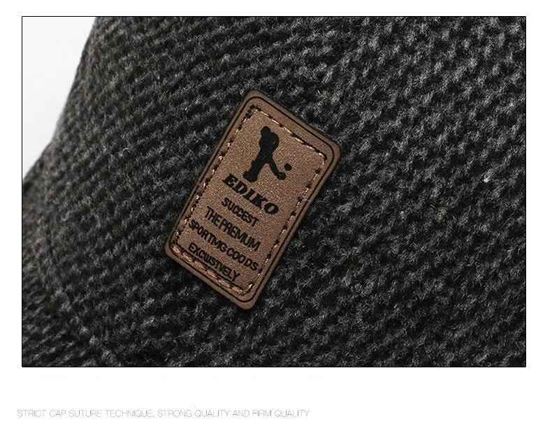 Cappellino da baseball in maglia di lana per l'inverno con paraorecchie - Cappellino da baseball da uomo, cappelli caldi e imbottiti con paraorecchie - Cappellini sportivi da golf - Snapback
