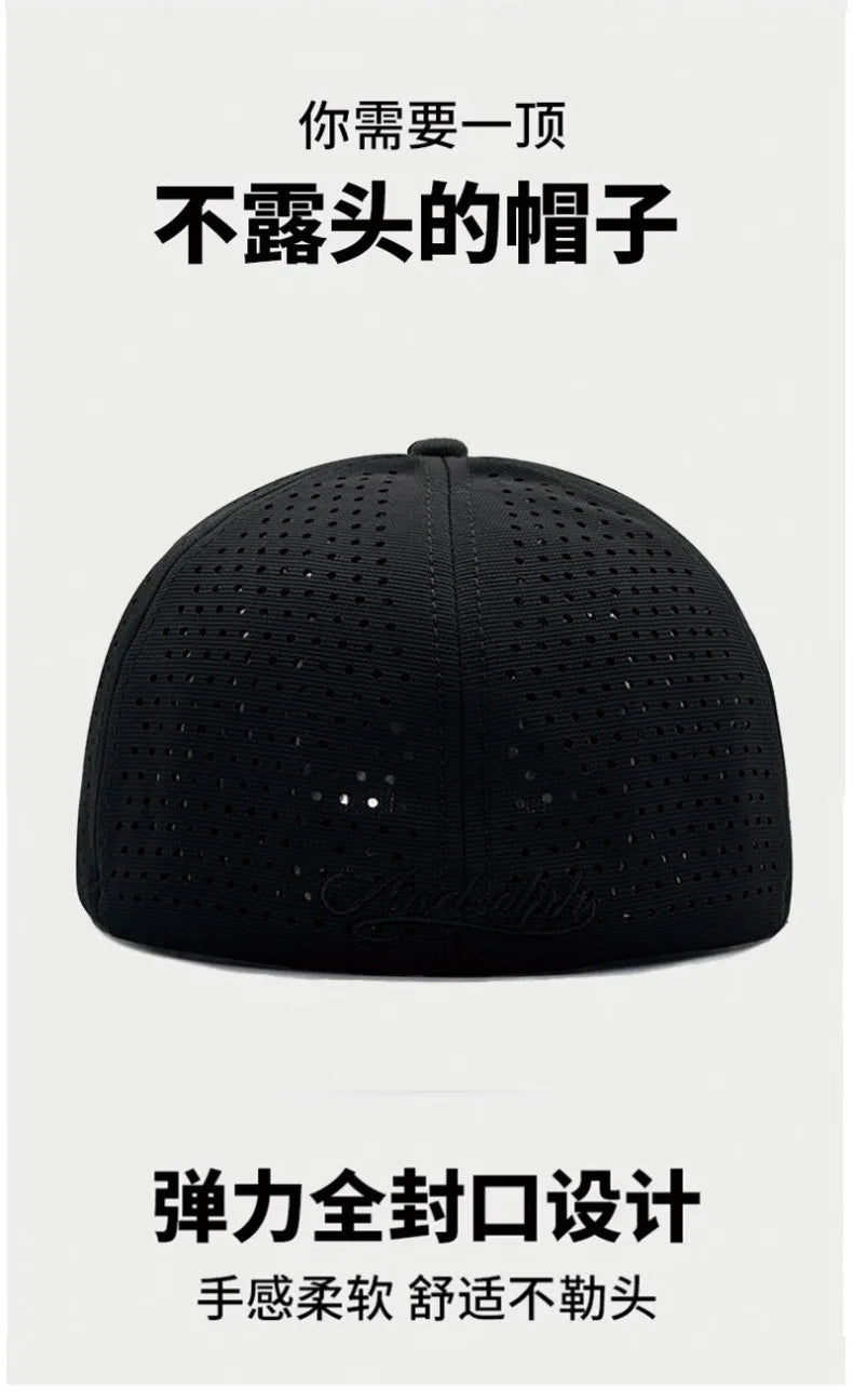 Gorra de béisbol para hombre con cabeza grande, parte trasera cerrada, ala corta de 5 cm, gorras ajustadas de malla, gorras elásticas totalmente cerradas, tallas 56-60 cm y 61-65 cm