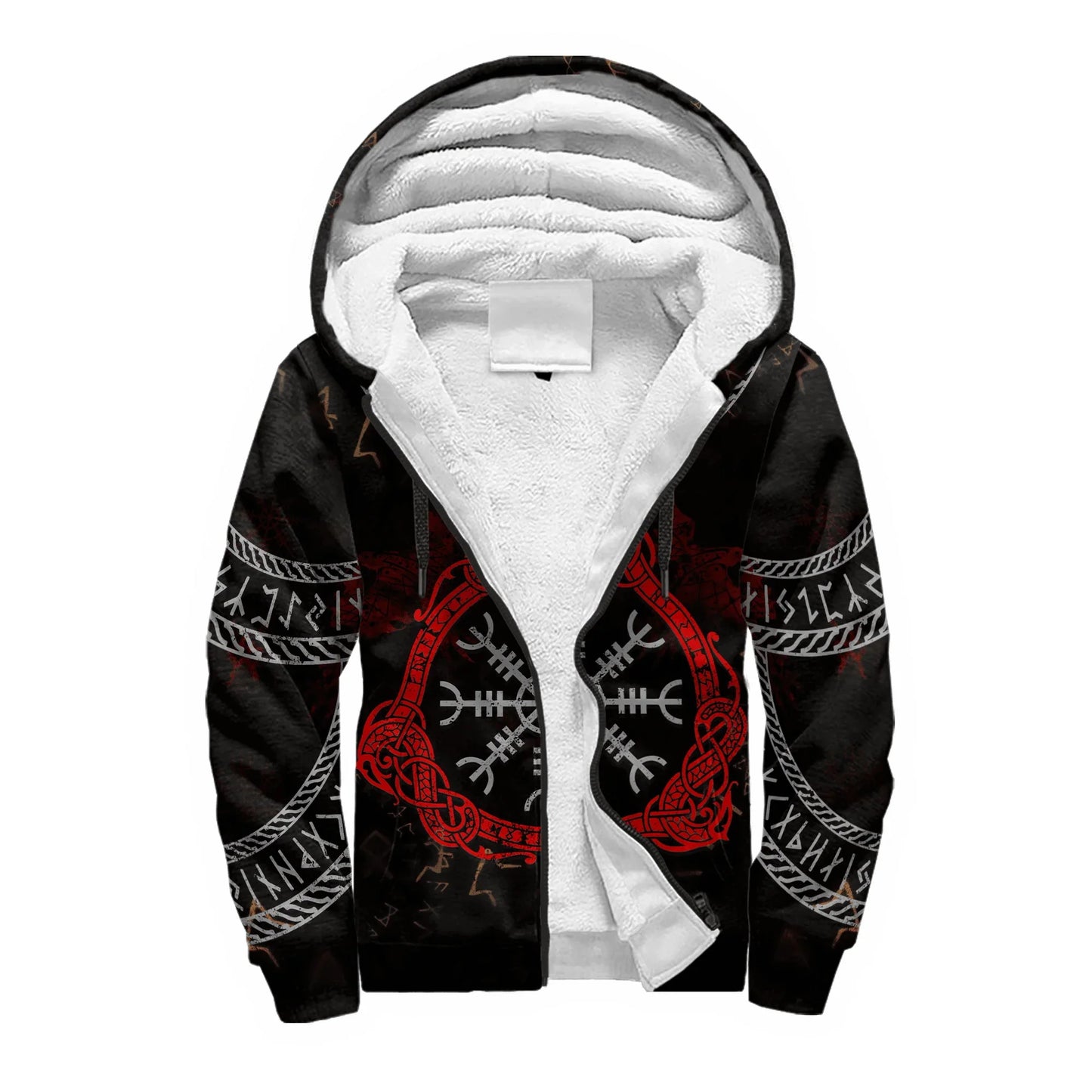 Mjolnir Odin Raven Wolf Tattoo 3D Printed Mens Winter Thicker Zip Hoodie Unisex Casual Hooded Tracksuit Warm Fleece Jacket KD16