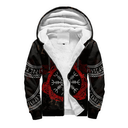 Mjolnir Odin Raven Wolf Tattoo 3D Printed Mens Winter Thicker Zip Hoodie Unisex Casual Hooded Tracksuit Warm Fleece Jacket KD16