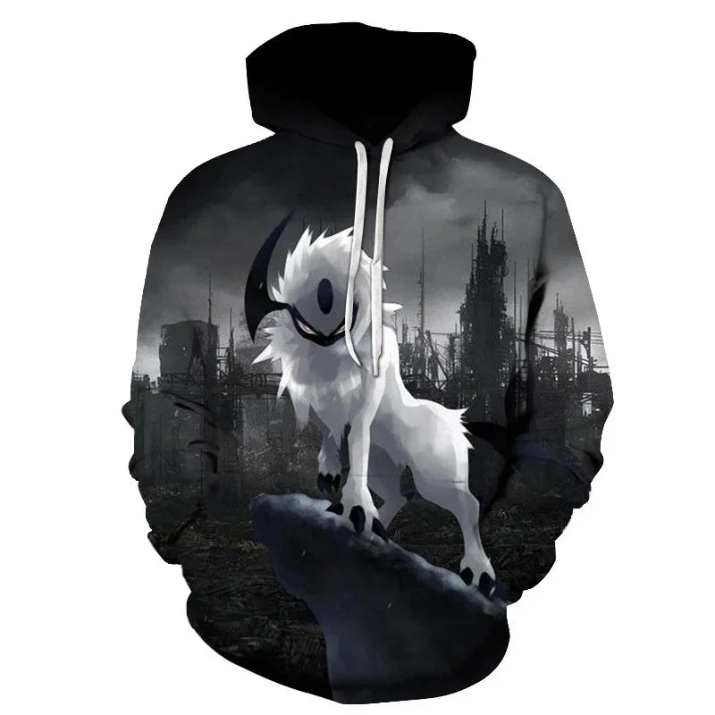 Anime-Sweatshirt mit wildem Wolfskopf, 3D-bedruckter Hoodie für Herren/Damen, modische Harajuku-Kleidung für Kinder und Herren-Mantel