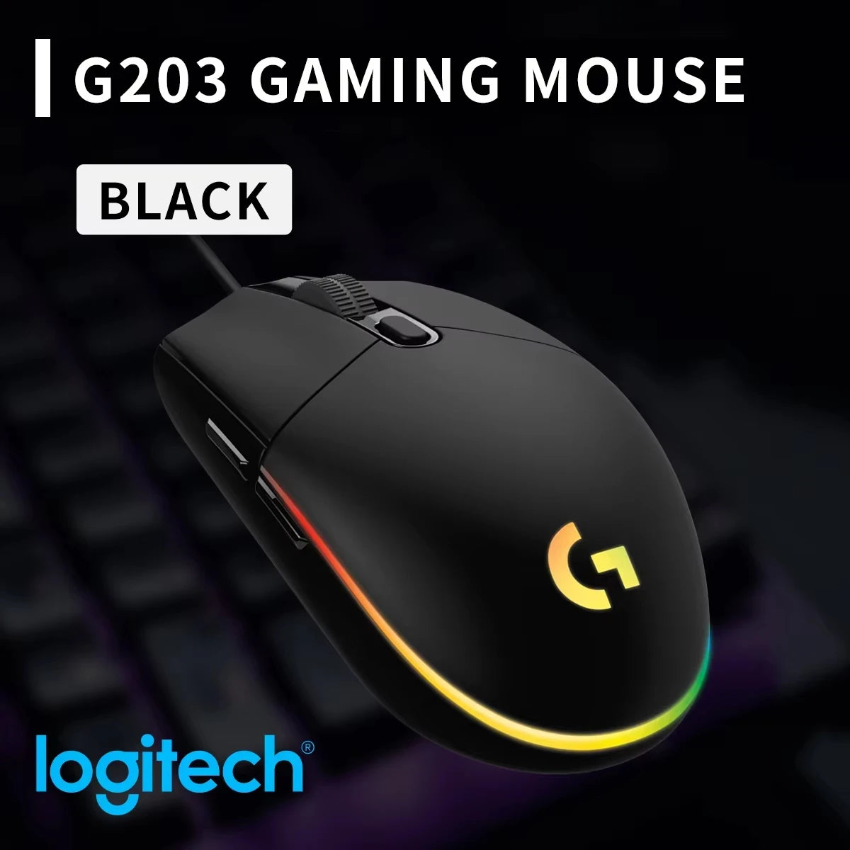 Logitech G102 G203 Wired Gaming Mouse 8200 DPI RGB Backlit Mouse with 2.1M USB Cable, Precision PC Gaming Mouse for Laptop & Office