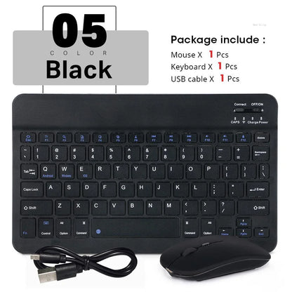 Spanish Russian Arabic Korean Portable 10 inch Wireless Keyboard and Keyboard set For iPad Samsung Tablet Laptop IOS Android