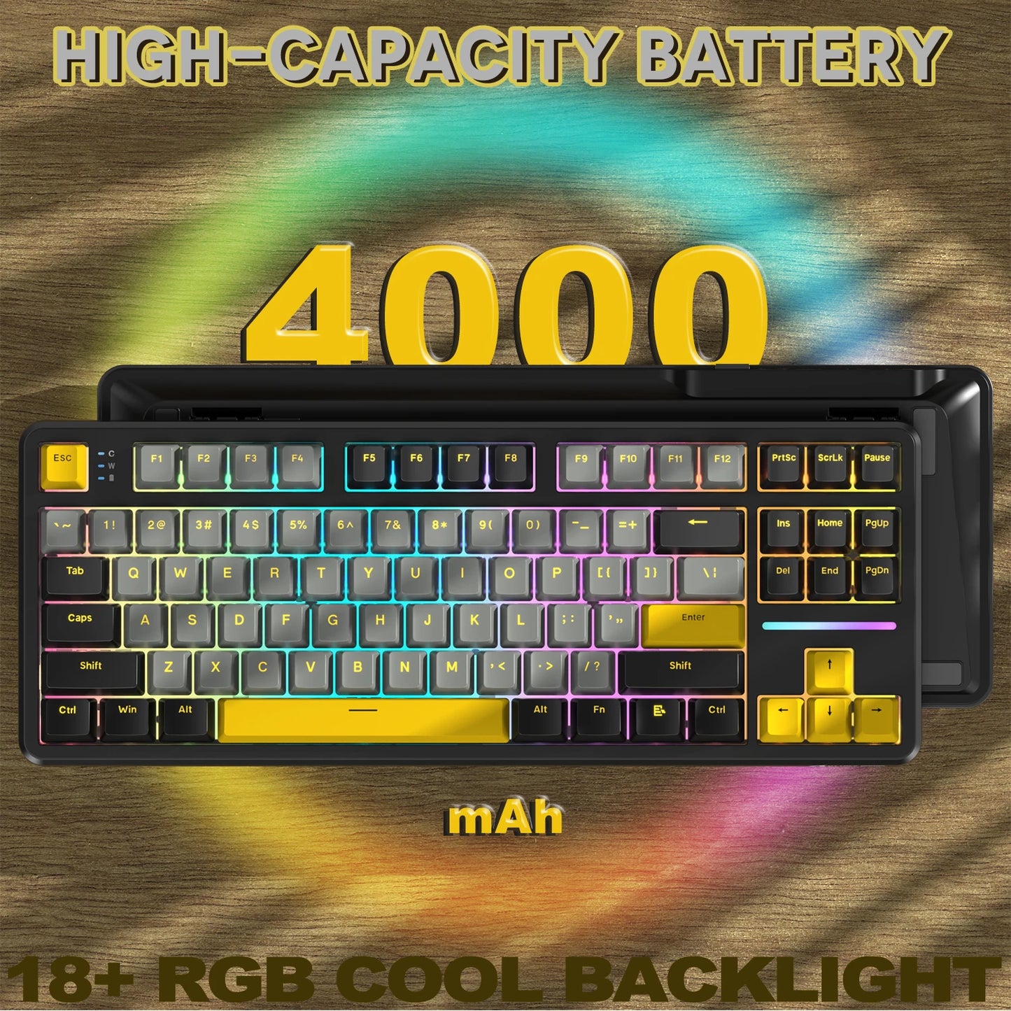 ATTACK SHARK X87 kabellose mechanische Gaming-Tastatur, Tri-Mode BT5.0/2.4GHz/USB-C, Gasket, Hot-Swappable Custom Keyboard, vorglubriziert