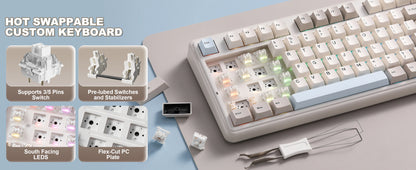 YUNZII B98 PRO QMK/VIA Wireless Mechanical Keyboard, 96% Layout Custom Gaming Keyboard, Hot-Swap Gasket RGB Keyboard for Win/Mac