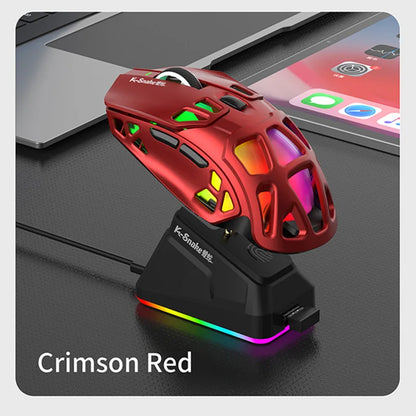Lahka gaming miška Lenovo Tri-Mode z RGB polnilno postajo, 12000DPI, 2.4G/Bluetooth/žično, ergonomska miška za PC in prenosnik