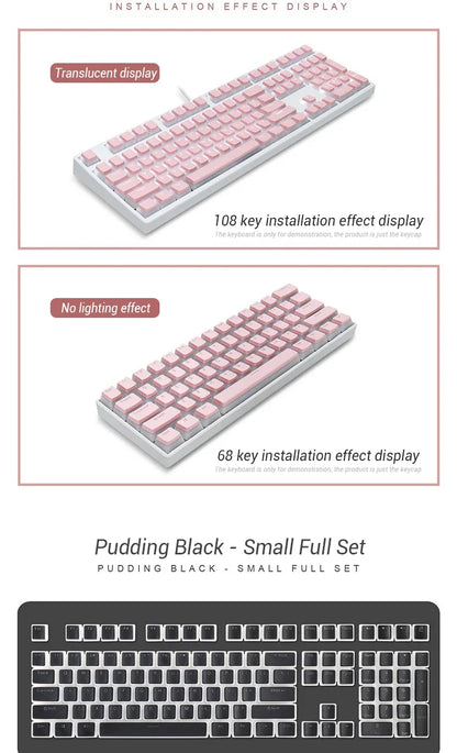 129 Keys PBT Double Shot ISO Layout Keycap Pudding Keycaps For Mx Switch Mechanical Keyboard OEM Profile RGB backlit Key Caps