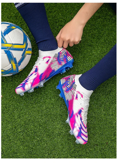 New Men Football Boots Outdoor Sneakers High-quality Grass Cleats Soccer Shoes Boys Match Hot-selling Non-Slip High-top Light