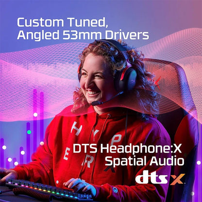 HyperX Cloud III Wired Gaming Headset with DTS X Spatial Audio, 53mm Drivers, Noise Cancelling Mic – USB & 3.5mm Gaming Headphones for PC, PS5, Xbox, Switch