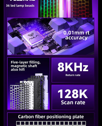 AULA HERO 84 HE Wired Mechanical Keyboard Music Rhythm RGB Gaming Keyboard 8K Return Magnetic Switch High Performance Keyboard