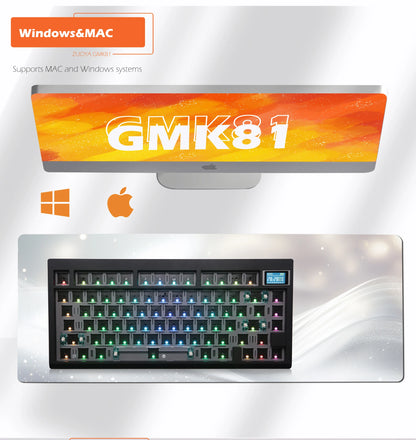 Kit tastiera meccanica ZUOYA GMK81 hot-swappable Bluetooth 2.4G wireless con retroilluminazione RGB, struttura gasket, supporto per
