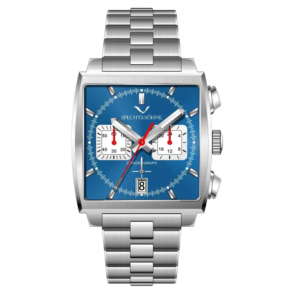 Specht&Sohne New Arrivals Japan VK64 Chronograph Men Quartz Watch 316L Stainless Steel Leather Strap Luminous Waterproof 30M